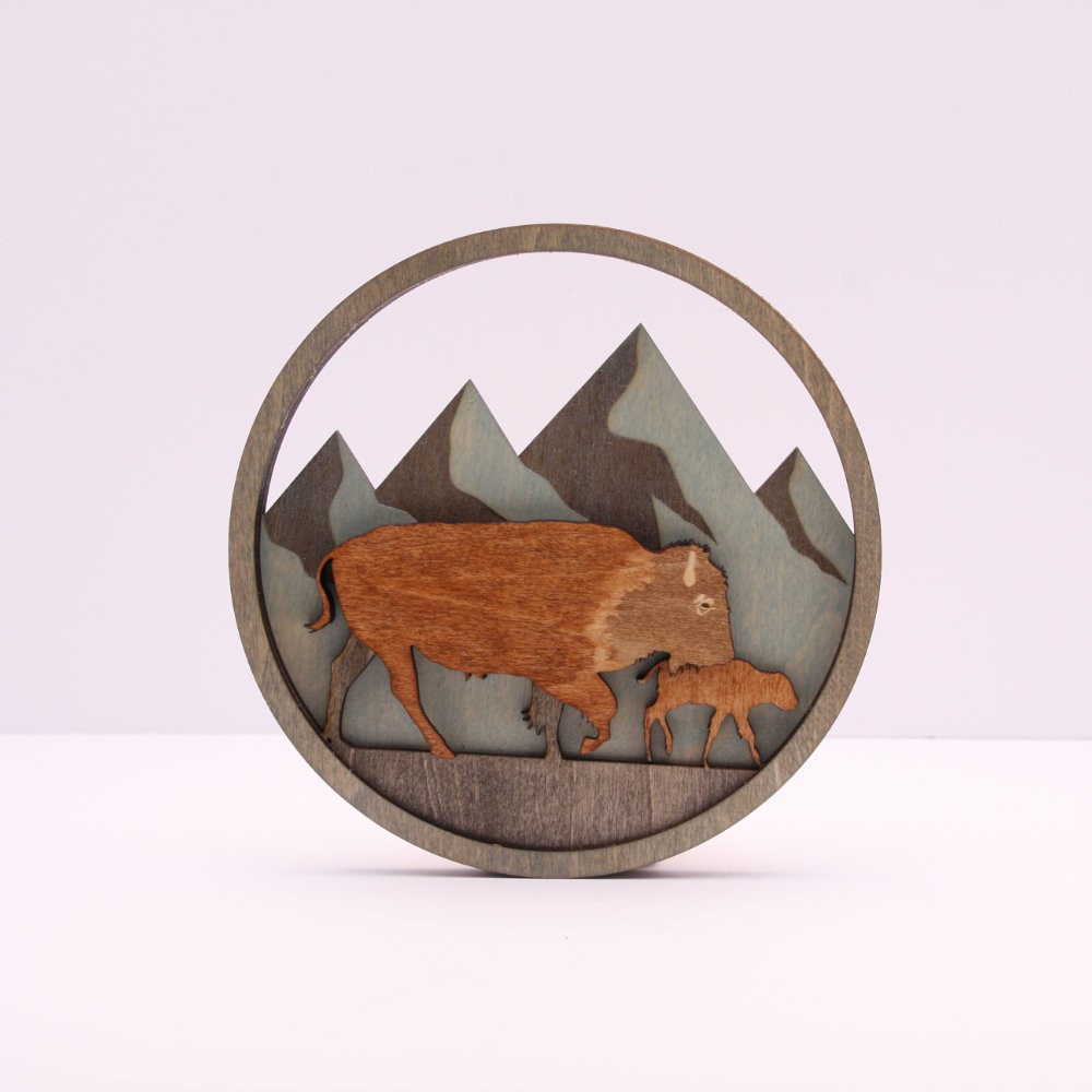 Bison Laser Cut and engrave
