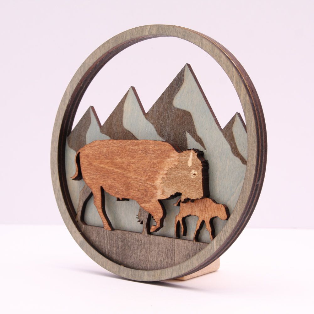 Bison Laser Cut and engrave