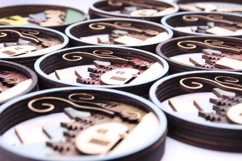 collection of laser cut and engraved ornaments
