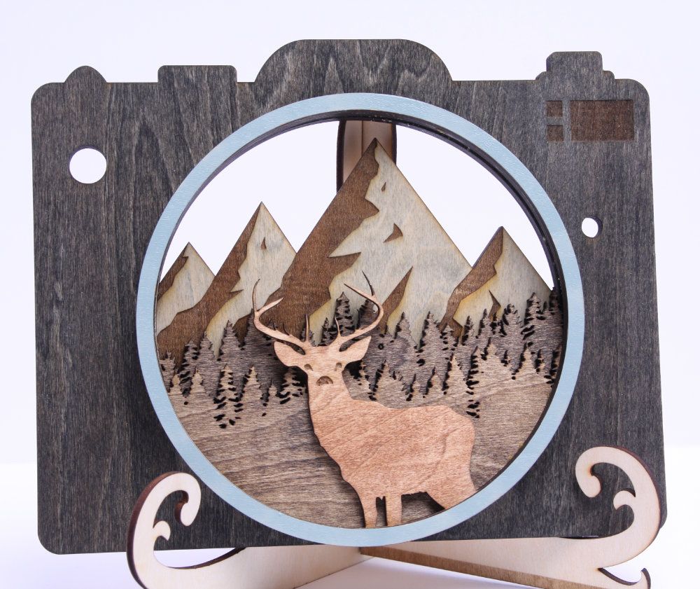 Deer on camera laser cut and engrave