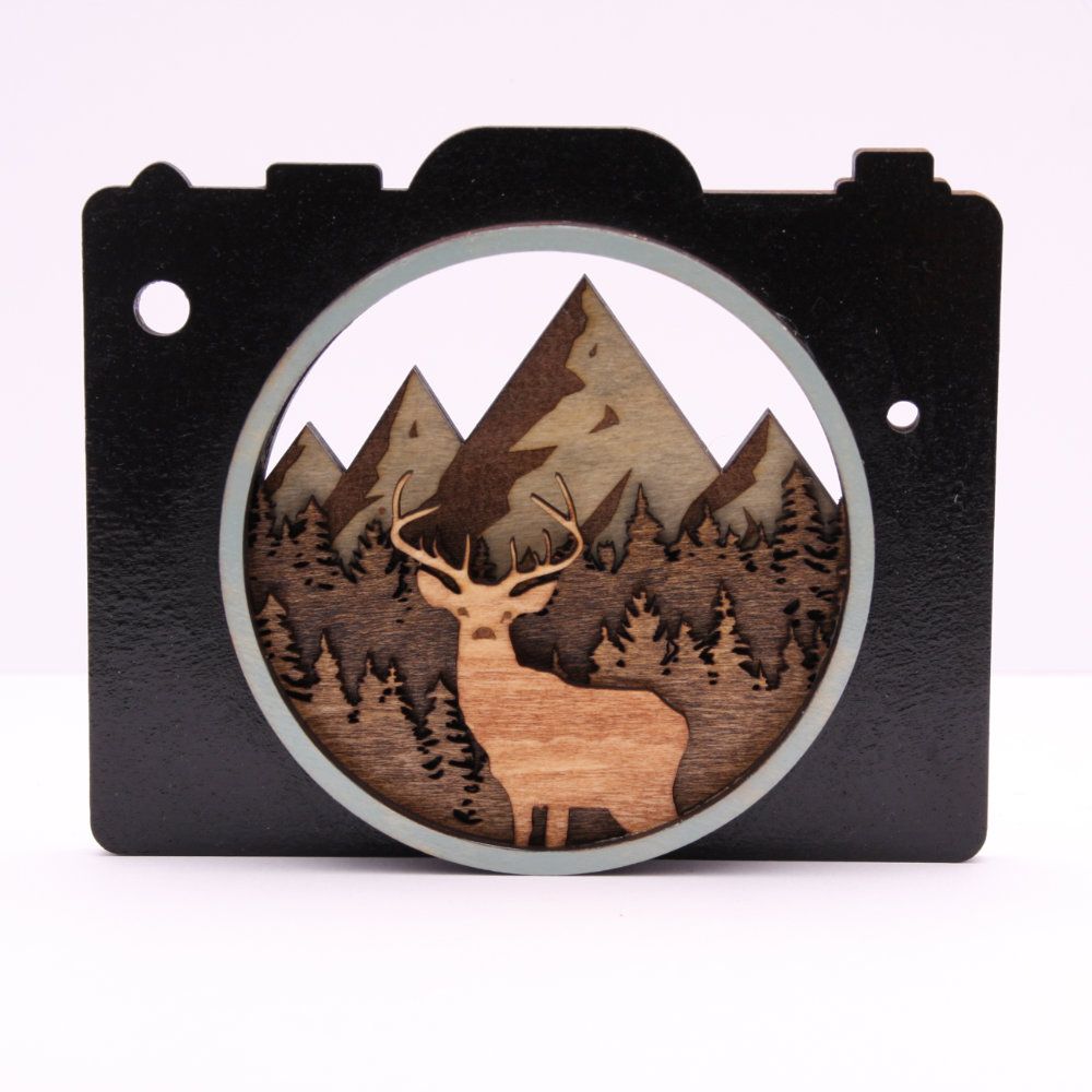 Deer on camera laser cut and engrave