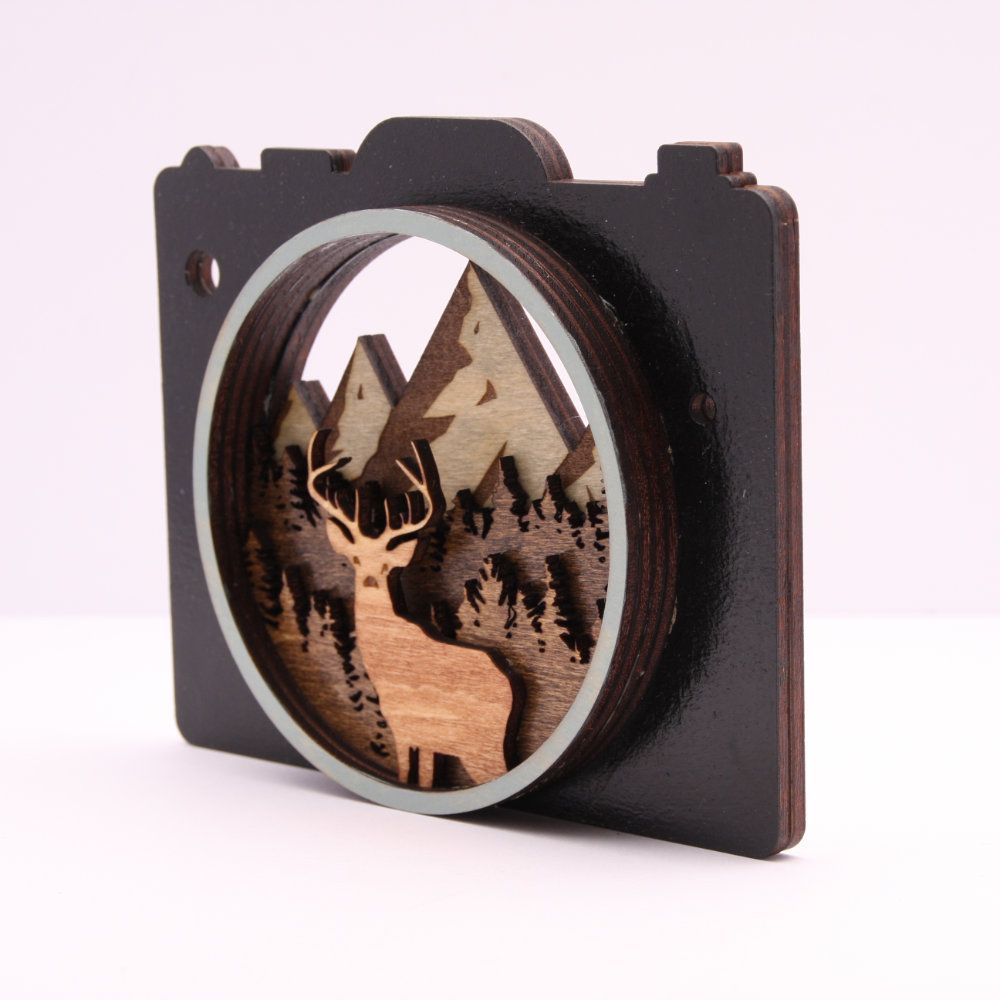 Deer on camera laser cut and engrave