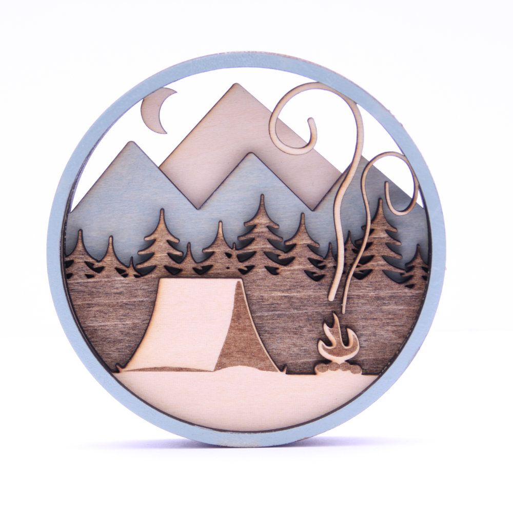 Tent trees laser cut and engrave